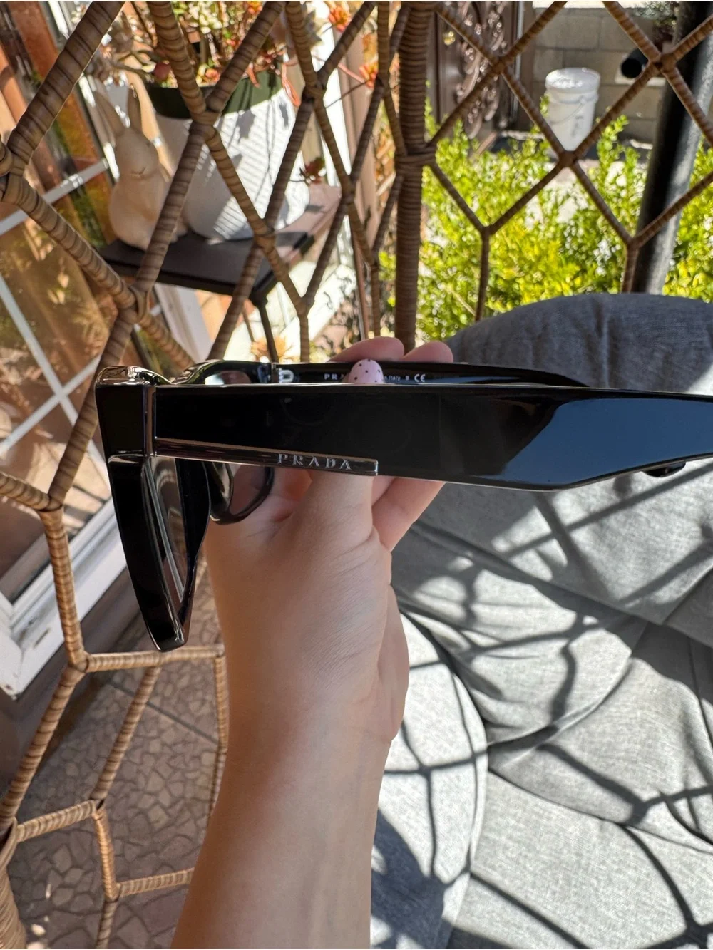 Prada Black Rectangular Prescription Glasses